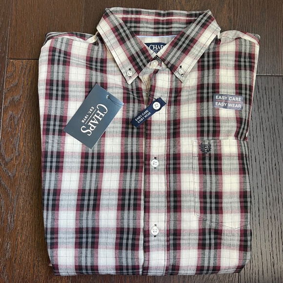 Chaps Other - Chaps Ralph Lauren Polo White Sand Plaid L/S Button Front Shirt